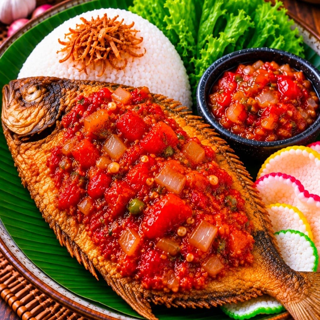 Nasi Bawal Sambal Tomat